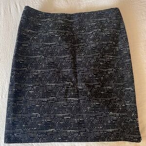 LOFT Black Textured Business Casual Tweed Pencil Skirt Size 8